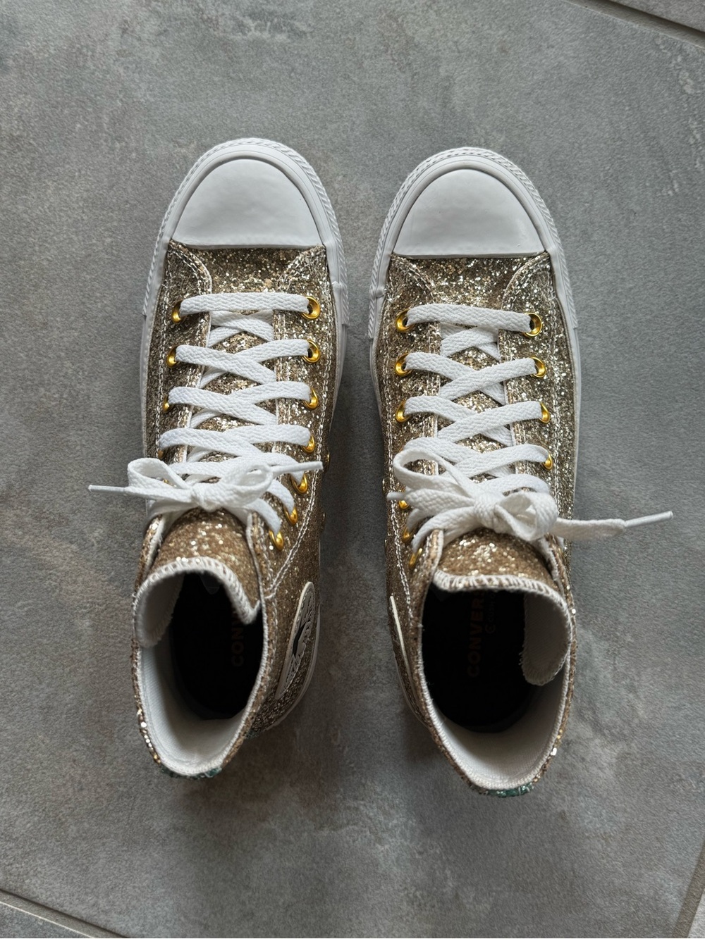 Gold glitter high top converse - Picture 10 of 10